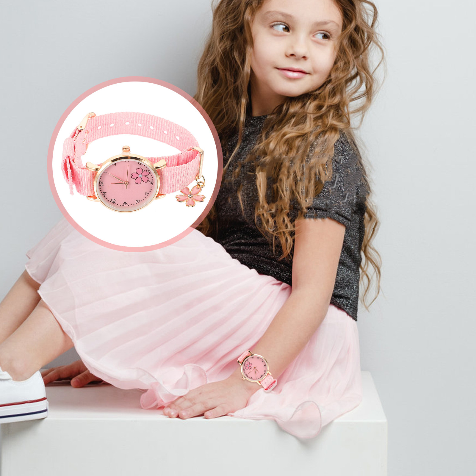Luxury Watch Kids - Kids Breathable Floral Canvas Band Wristwatch