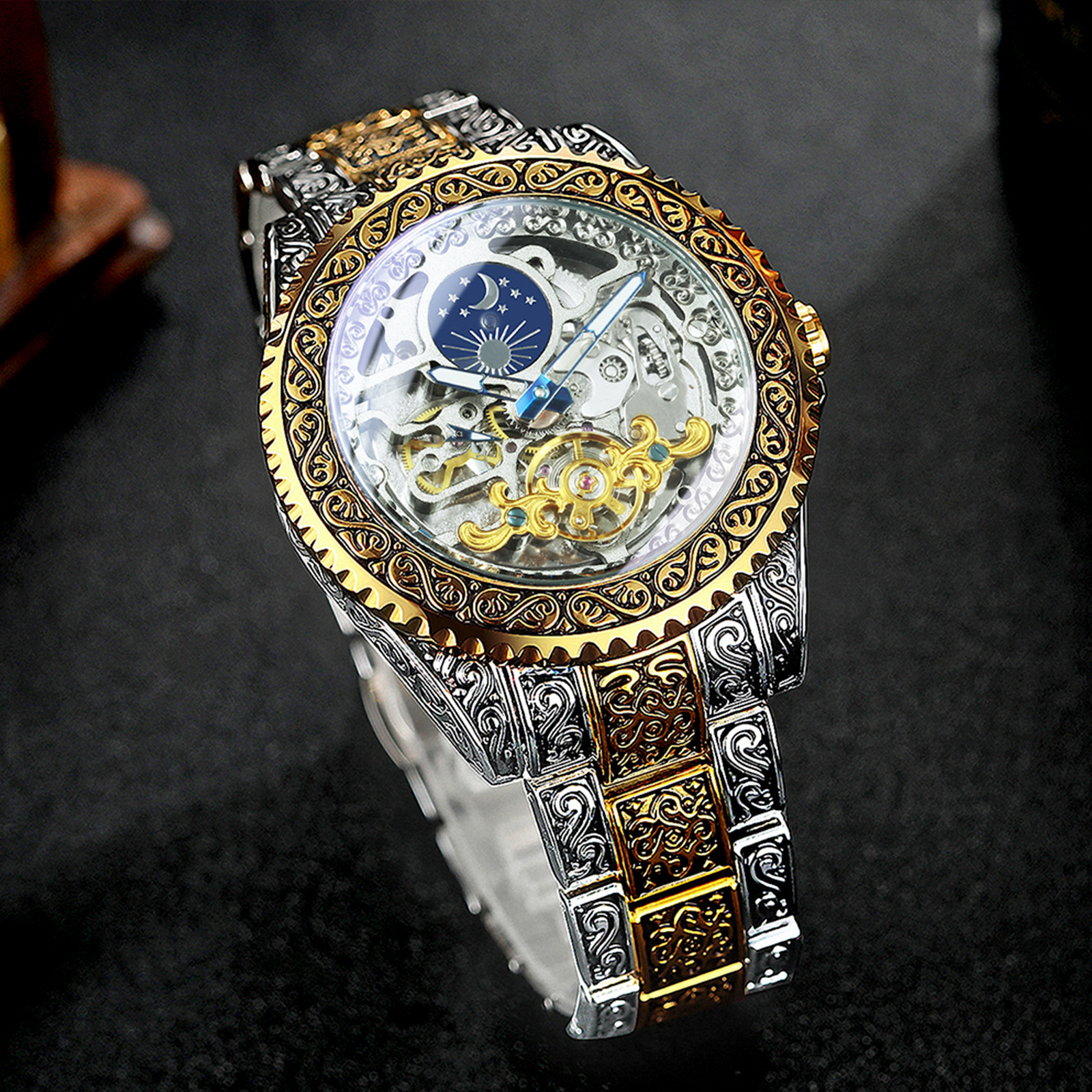 Luxury Watch Engraving - Forsining Luxury Gold Skeleton Mechanical Watches