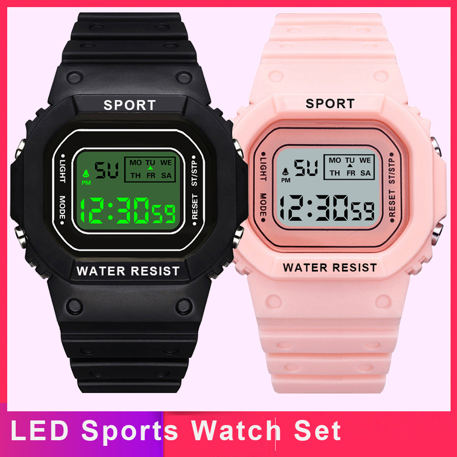 Luxury Watch Kids - 1/2pcs LED Sports Watch Set for