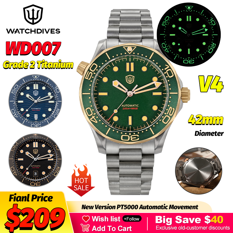 Luxury Watch Men - Watchdives WD007 V4 42Mm Titanium Automatic
