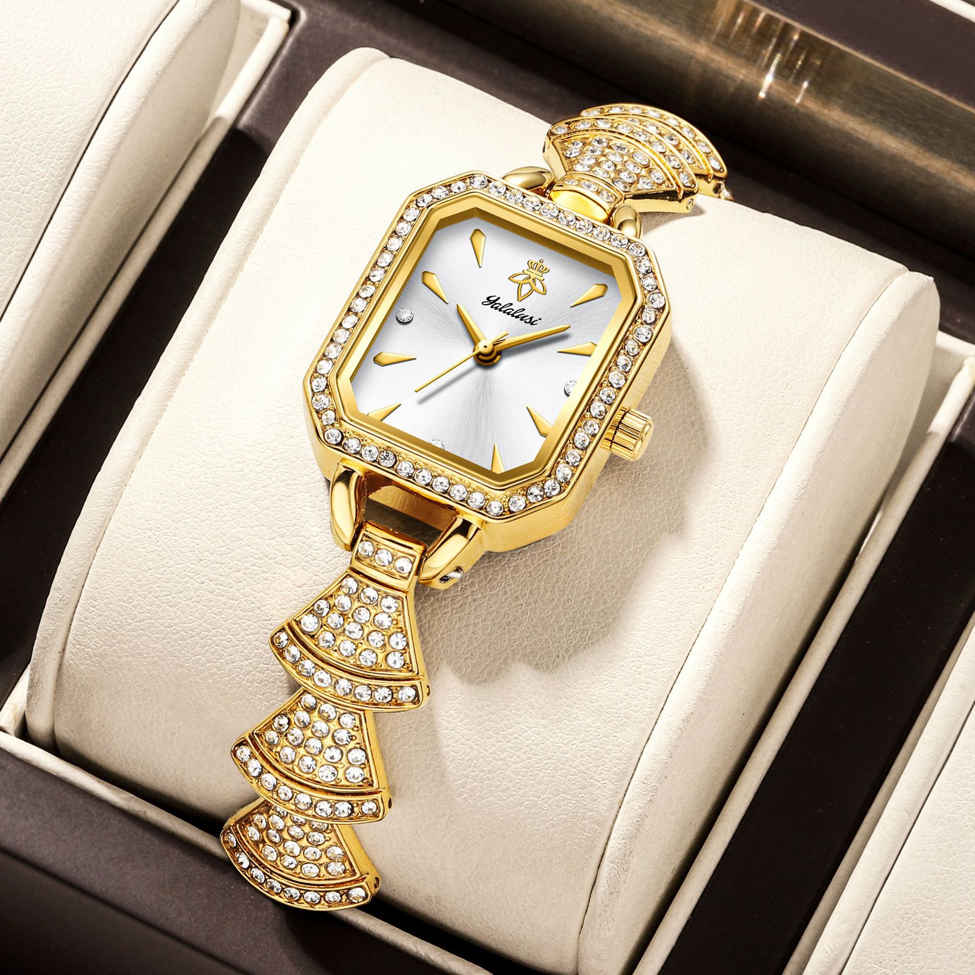Luxury Watch Engraving - Yalalusi Diamond Engraved Square Dial Women's