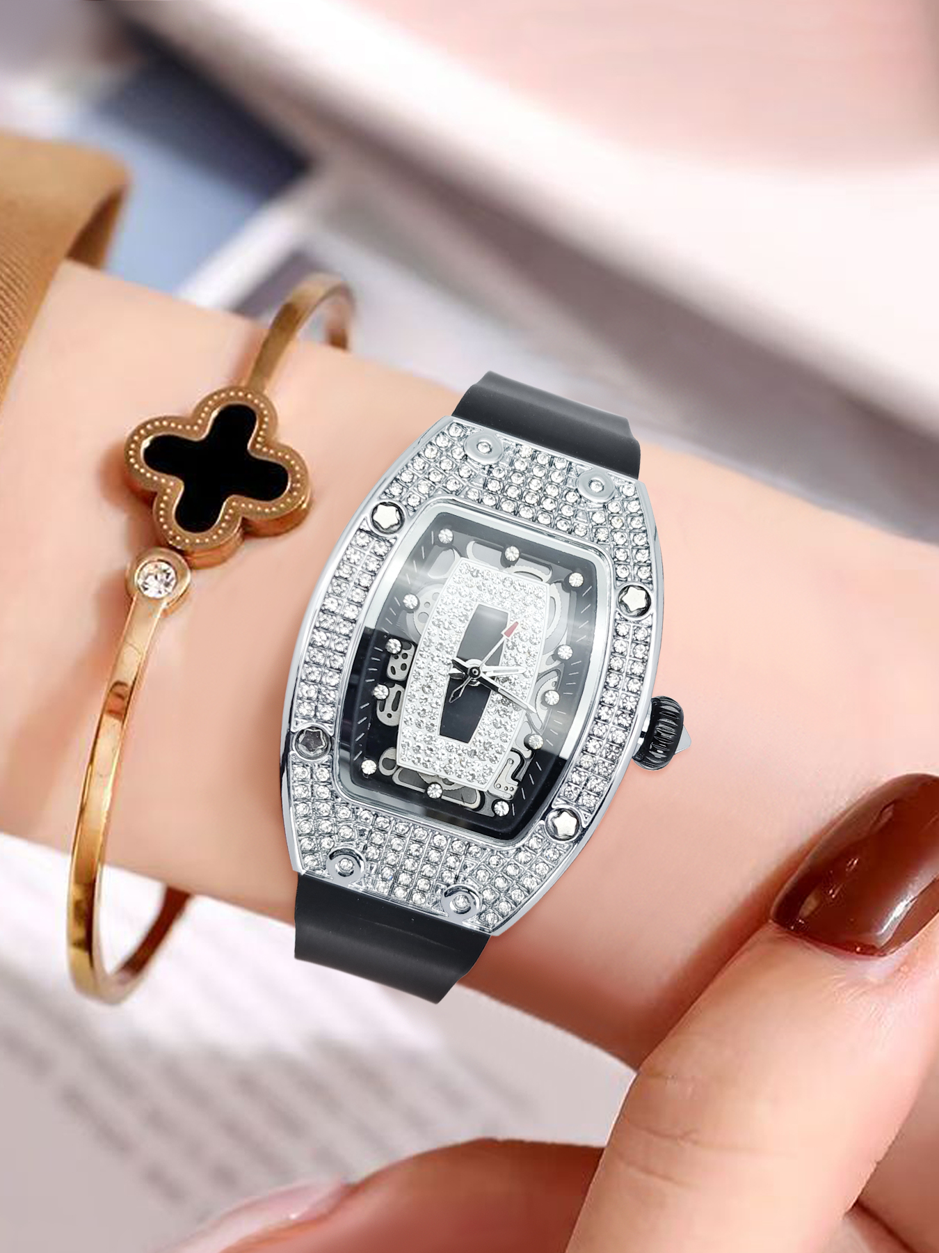 Trendy Full Diamond Women's Qu - Luxury Watch Values 리뷰 및 가격