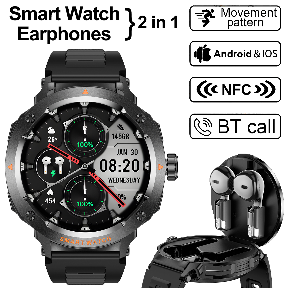 NFC Smart Watch Wireless Earph - Luxury Watch In The World 리뷰 및 가격