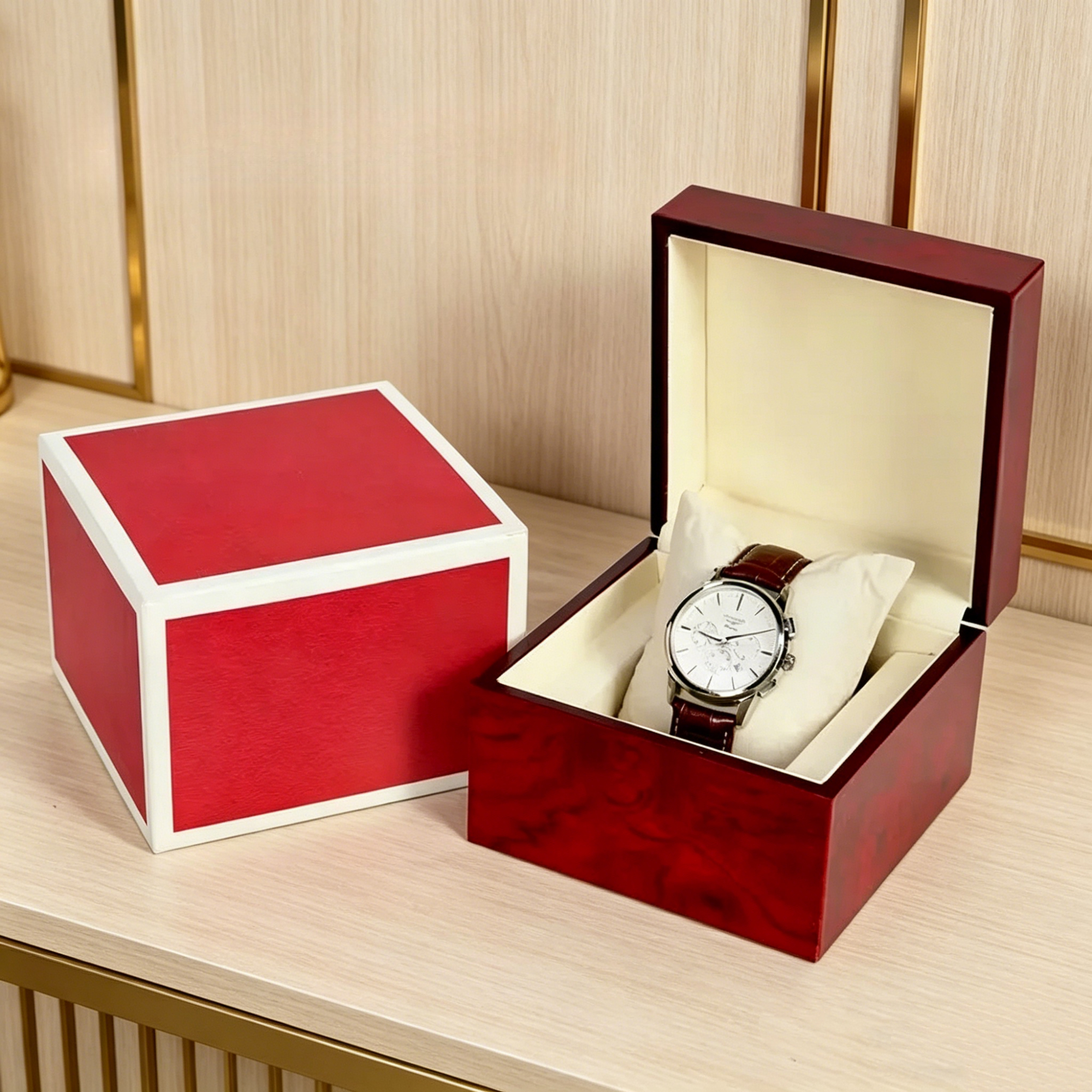 Luxury Red Wooden PU Leather W - Luxury Watch Travel Case 리뷰 및 가격