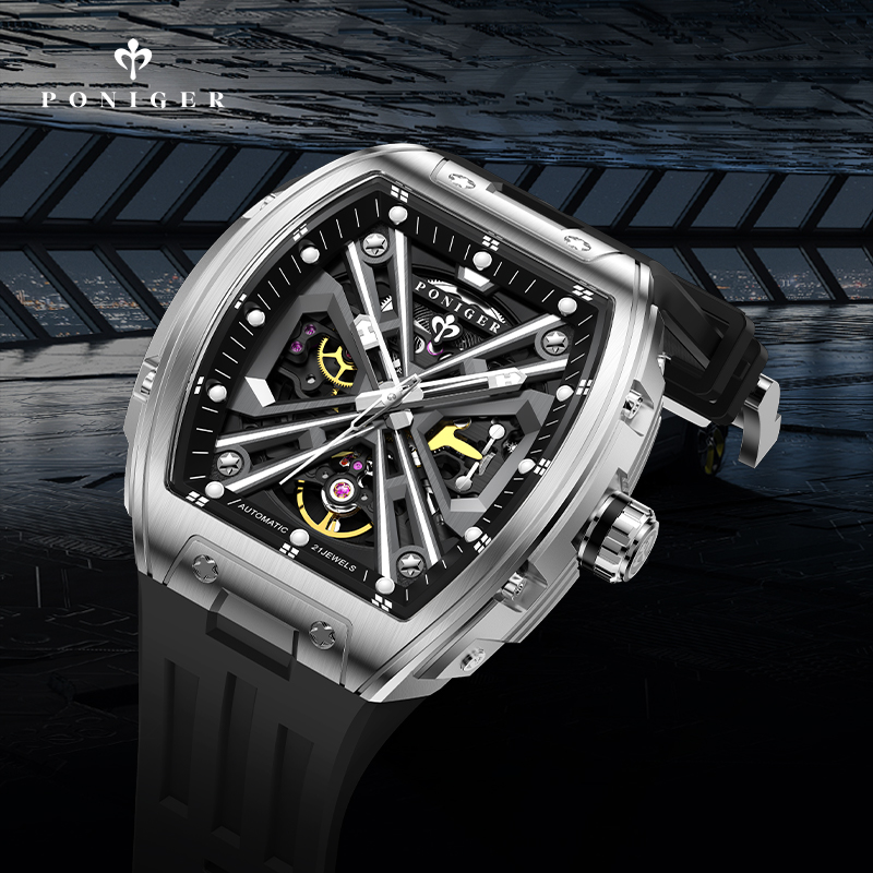 PONIGER Luxury Automatic Mecha - Luxury Watch On Rubber Strap 리뷰 및 가격