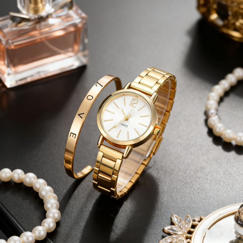 2pcs Set Watch Luxury Women Si - Luxury Watch Gold 리뷰 및 가격