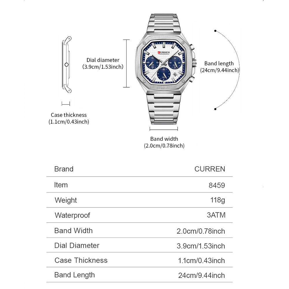 CURREN Luxury Square Chrono Wa - Luxury Watch Men 리뷰 및 가격